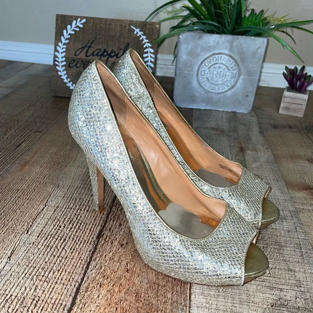Badgley Mischka Metallic Crackled ‘Lust’ Heels 9M